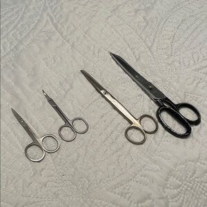 Set of 4 Vintage Cutting Scissors Shears Sewing Supplies